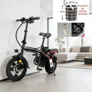Achamos: Bicicleta Elétrica NUDA 48V Dobrável para Cidade Econômica + Cesta Grátis por R$ 1.932,28