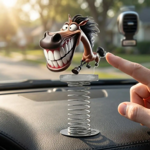 Pingente Criativo de Carro em Acrílico 2D de Cavalo e Macaco Decoração Engraçada Bobblehead Desen...