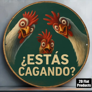 Placa de Alumínio Redonda Plana 2D Placa de Alumínio Vintage com a Mensagem 'Você faz cocô?' Plac...