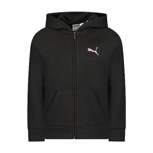 PUMA Moletom com capuz e zíper com logotipo central para meninas Preto M com 18% de desconto