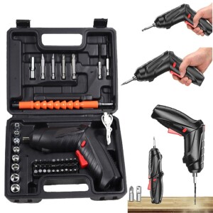 Kit Parafusadeira Doméstica com maleta Leve Portátil USB Recarregável em promoção na Shopee