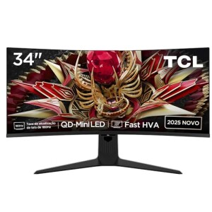 Monitor Gamer Curvo TCL 34 Polegadas QLED Mini LED WQHD R83Q 180Hz 1ms (GtG) HDR 1400 nits 34R83Q...