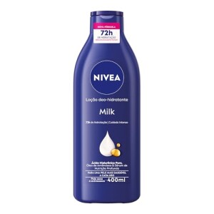 NIVEA Loção Deo-Hidratante Milk 400ml, Hidratação Profunda 72h, Hialurônico Puro, Corporal, Pele ...