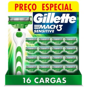 Carga para Aparelho de Barbear Gillette Mach3 Sensitive 16 unidades: de R$ 130,66 por R$ 86,31
