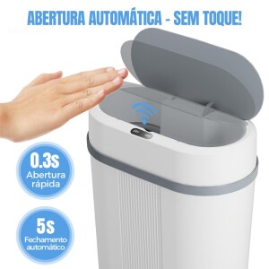 Lixeira Automática 12 Litros Sensor Infravermelho Tampa Para Cozinha Banheiro Escritório Quarto a...
