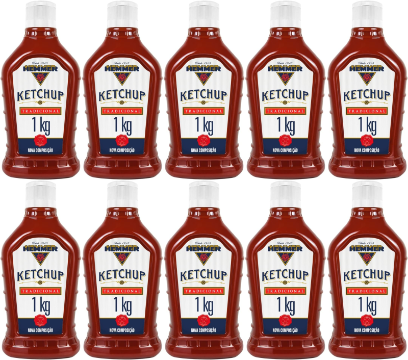 10 Unidades Hemmer Ketchup Tradicional Bisnaga 1kg — 50% OFF