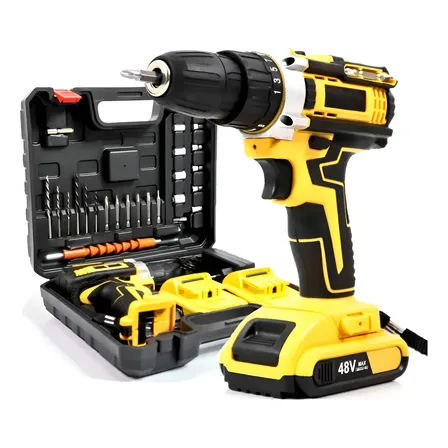 Parafusadeira Furadeira 48v Profissional 2 Baterias Sem Fio Amarelo 100-240 50/60 por R$ 179,00