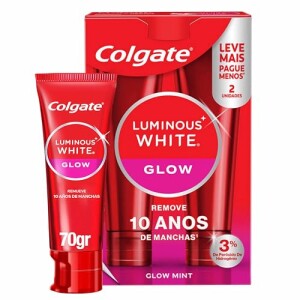 Colgate Creme Dental Clareador Luminous White Glow 2x70g | Kit 2 Unidades, 3% de Peróxido de Hidr...