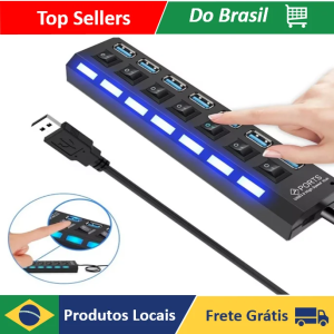 Achamos: Extensão Hub Régua Usb 2.0 - 7 Portas Pc Hd Externo Pendrive por R$ 26,17