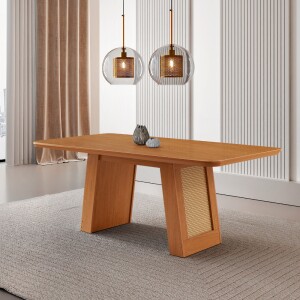 Mesa de Jantar Carolina 180cm Tampo Mdf Canto Copo Moderna Mobília em promoção na Shopee