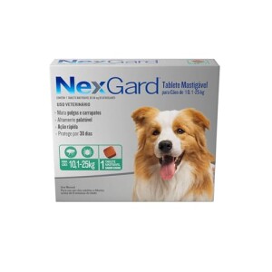 Nexgard antipulgas e carrapatos para caes de 10,1 a 25kg – 1 tablete em promoção na Amazon