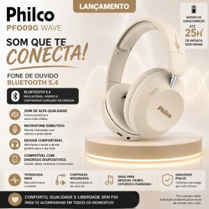 Fone de Ouvido Philco PFO09G Wave Bluetooth 5.4 com 40% de desconto