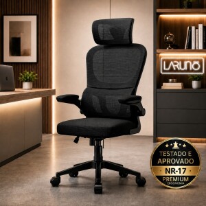 Achamos: Cadeira de Escritório Ergonômica C Apoio Lombar - Preta por R$ 296,20