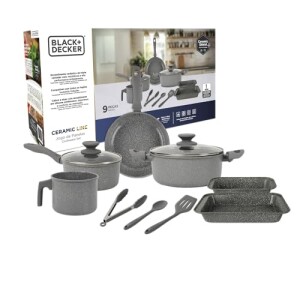 Black+decker Jogo De Panelas 9 Peças Ceramic Line - Corpo Com Revestimento Cerâmico Antiaderente ...