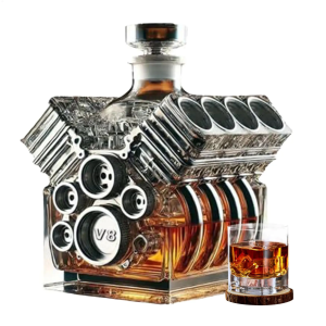 Decantador de uísque v8 motores forma garrafa decantador de álcool: de R$ 185,19 por R$ 110,93