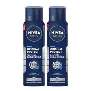 Kit 02 un. NIVEA Desodorante Antitranspirante Aerossol Original Protect 48h 150ml em promoção na ...