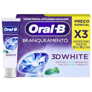 Oral-B Pasta de Dente 3D White Brilliant Fresh 3 Unidades de 70 g com 46% de desconto