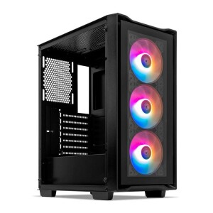 Gabinete Gamer Mancer Ward V2 Rainbow Mid-Tower Lateral De Vidro Com 3 Fans Preto MCR-WRDV2-BK em...