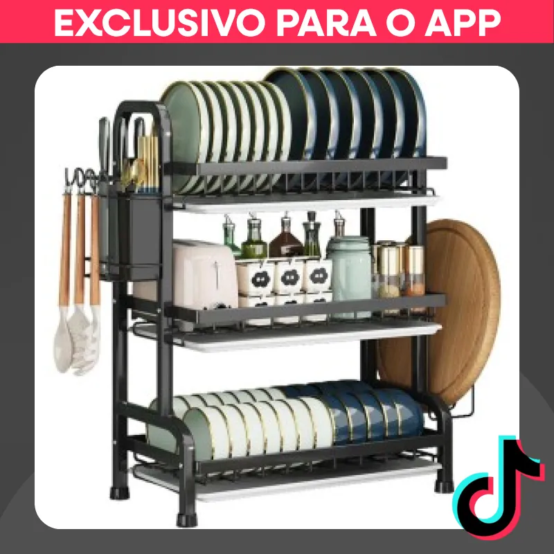 Escorredor de Louça Suspenso Aço Preto 23 Andares Antiderrapante em promoção na TikTok Shop