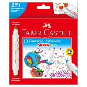 10 Canetinhas Hidrografica 2 Pontas Super Duo, Faber-Castell em promoção na Amazon