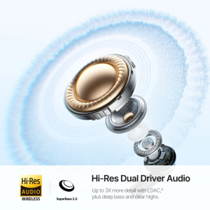 Fones de Ouvido Sem Fio Baseus Bass EP10 - Redução de Ruído de -55dB 65 Horas de Tempo de Reprodu...