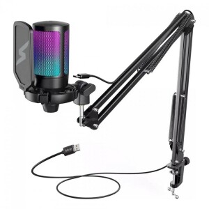 Microfone Gamer FIFINE SuperFrame Edition SFM1 RGB USB Black Com Braço Articulado — 80% OFF