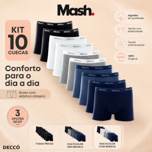 Kit com 10 Cuecas Mash Boxer box Modelo Tradicional em Cotton Algodao Original Masculina — 58% OFF