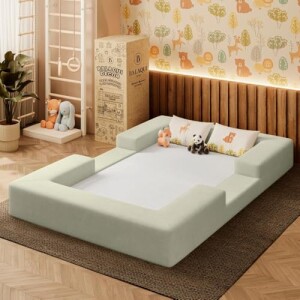 Cama Montessoriana Berço Infantil 100% Espuma Balaqui Decor Cor:bege: de R$ 940,40 por R$ 812,15