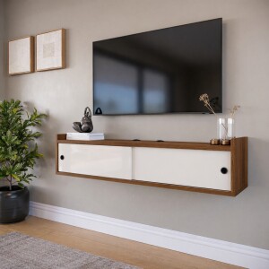Achamos: Rack Estante para TV até 50''' com Passa Cabo Estante de Sala e Quarto com 2 Portas de C...