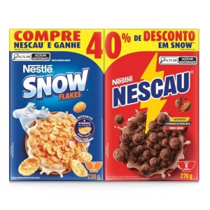 Kit Cereal Matinal Chocolate Nescau 210g + Snow Flakes 230g em promoção na Amazon