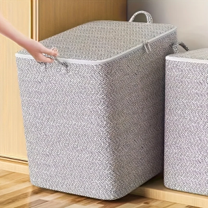 Caixa de armazenamento extra grande com tampa design moderno e economizador de espaço durável par...