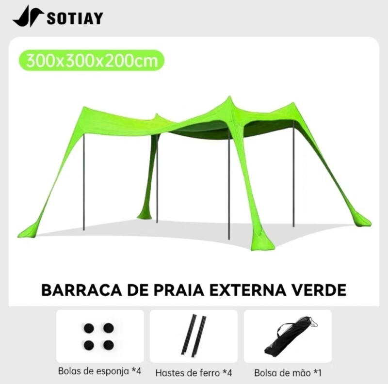 Achamos: Sotiay Tenda Elástica De Praia Barraca Ar Livre 3x3 Com Guarda-Sol Resistente A UV Toldo...