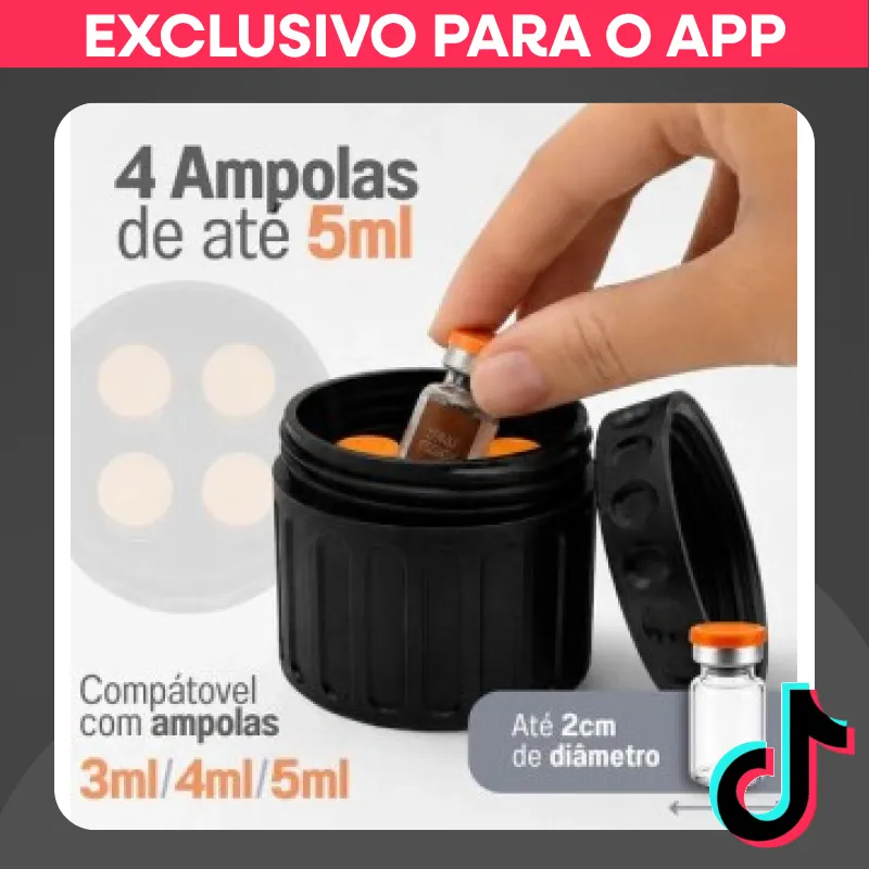 Estojo Organizador Porta 4 Ampolas de Insulina - Preto — 54% OFF
