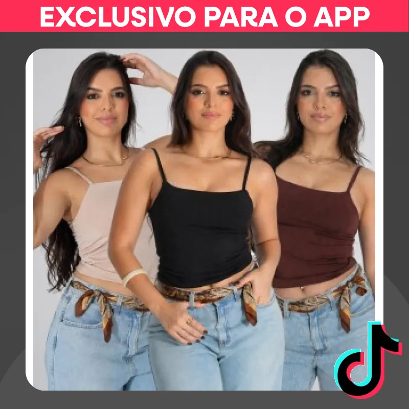 Kit 2 ou 3 Regatas Femininas Cropped Alcinha Suplex Verão. com 25% de desconto