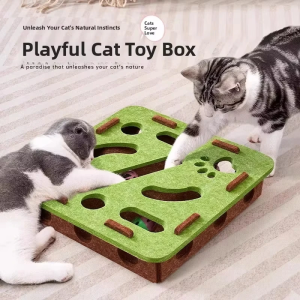 Quebra-cabeça brinquedo feltro para gato com bolas — 44% OFF