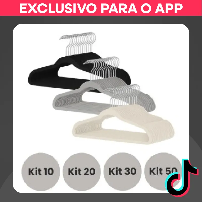 Kit Cabides de Veludo Antideslizante Rotação 360° Slim para Roupas — 70% OFF