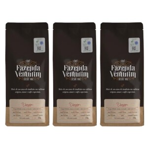 Kit Café Gourmet Especial Torrado Em Grãos Linha Veneto - 250g Com Sabor e Aroma Intenso - Fazend...