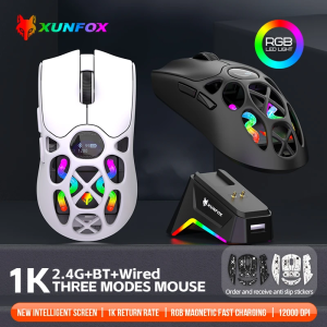 Mouse XUNFOX H16PRO leve S205 mouse sem fio Bluetooth de três modos para jogos carregamento ilumi...