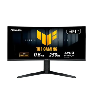 Monitor Gamer Curvo ASUS TUF 34", WQHD, 250Hz, 0.5ms, Fast VA, FreeSync Premium, Altura Ajustável...