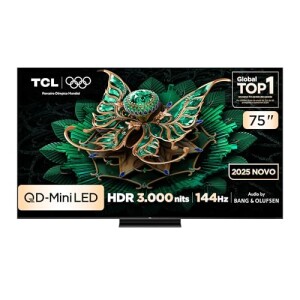 Smart TV TCL 75 Polegadas QLED Mini LED 4K C7K WiFi Bluetooth Google TV 4 HDMI 144Hz HDR10+ 75C7K...