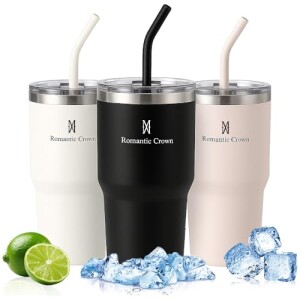 Romantic Crown Copo Térmico 591ml Aço Inoxidável - pretocremebranco em promoção na Amazon