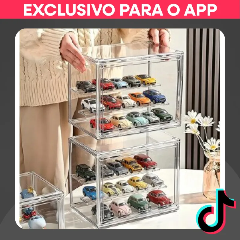 Caixa Grande de Acrílico c Tampa Transparente p Miniaturas e Bonecos em promoção na TikTok Shop