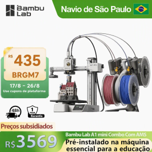 Impressora 3D Bambu Lab A1 Mini Combo com AMS Lite Impressão em até 4 Cores 500 mms Calibra — 37%...