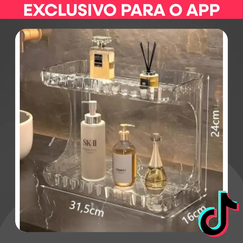 Organizador Prateleira Acrílico 2 Andares - Maquiagem e Cosméticos com 16% de desconto