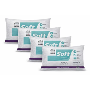 Travesseiro Soft Antialergico Fibra Siliconada Kit 4 Und em promoção na Magazine Luiza