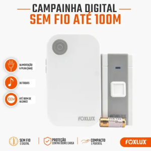 Campainha Sem Fio Foxlux FX CAD 6 36 Toques Alcance 100m IP44 com Volume Ajustável por R$ 39,89