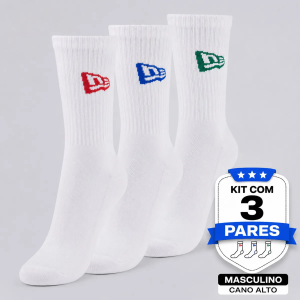 Kit Meia New Era Flag 3 Pares Branca — 74% OFF