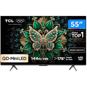 Smart TV 55" TCL 4K UHD MiniLED 55C6K 120Hz Google TV AiPQ Google Assistente 4 HDMI 2 USB em prom...