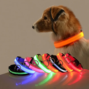 Nylon led noite segurança piscando brilho no escuro trela do cão cães luminoso fluorescente colei...