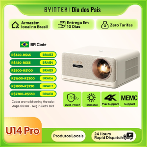 Projetor Inteligente BYINTEK U14Pro LOVE 5 Nativo 1080P 1500 ANSI Android 11.0 4K WiFi Foco Autom...